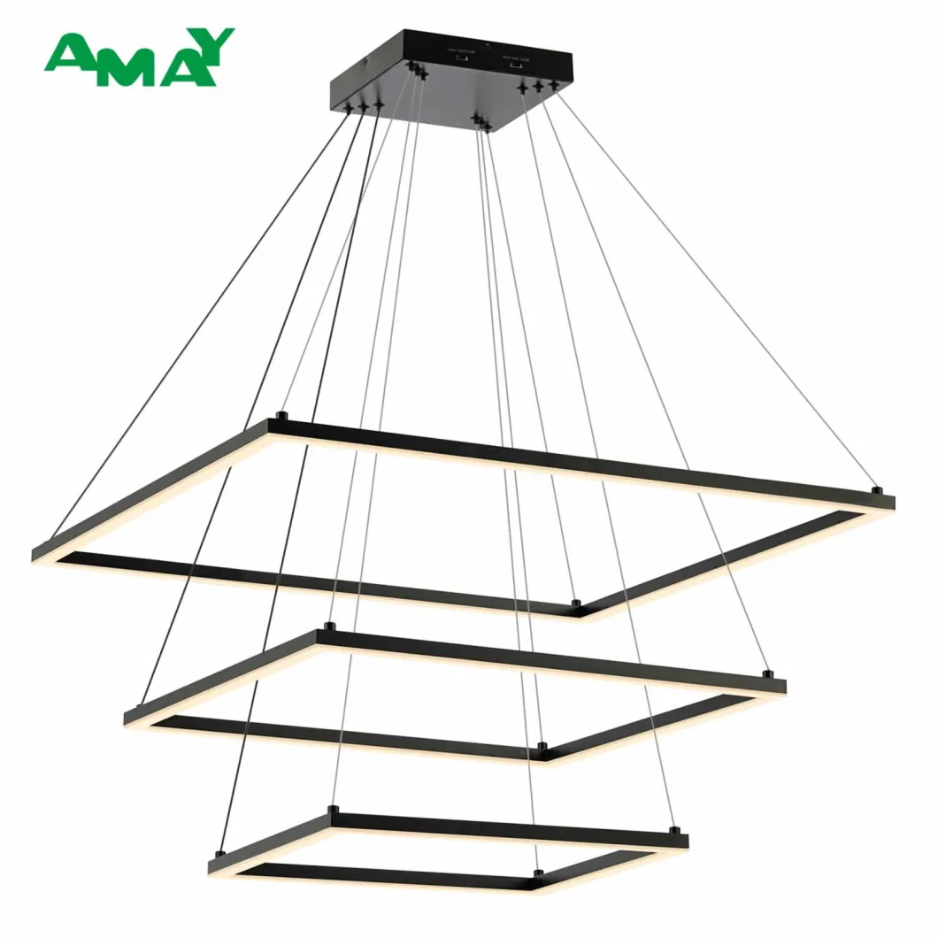 Three Tiers Aluminum Matte Powder-Coated LED Dimmbale Chandelier for Living Room