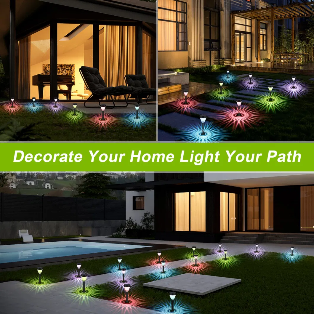 2023 New Decoration ABS Rechargeable Solar Powered Landscape Lighting RGB Solar Garden Lamp LED Diamond Stake Light Outdoor IP65 Waterproof Solar Pathway Light