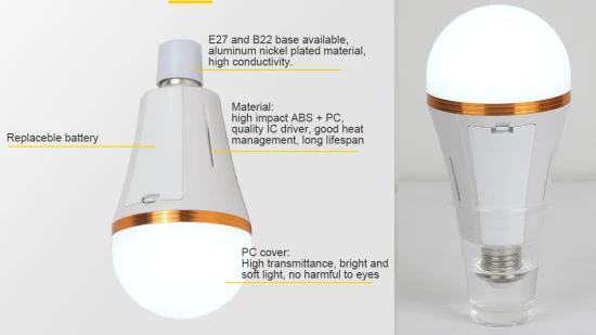 Wholesale 5W 7W 9W 15W E27 SMD Rechargeable Emergency Smart LED Bulb