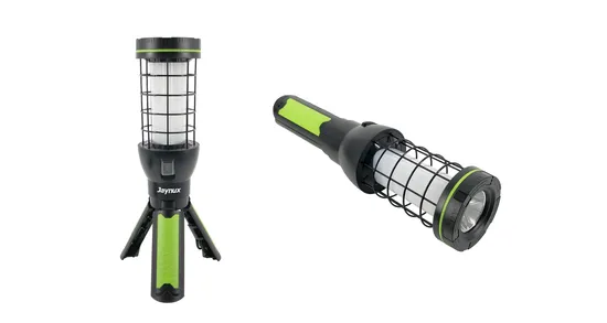 10W 800lm Dual Source Handheld Portable LED Area Stand Work Light Rechargeable with Metal Cage Folding Tripod Lamp and Hidden Hook for Car and Motor Repair 