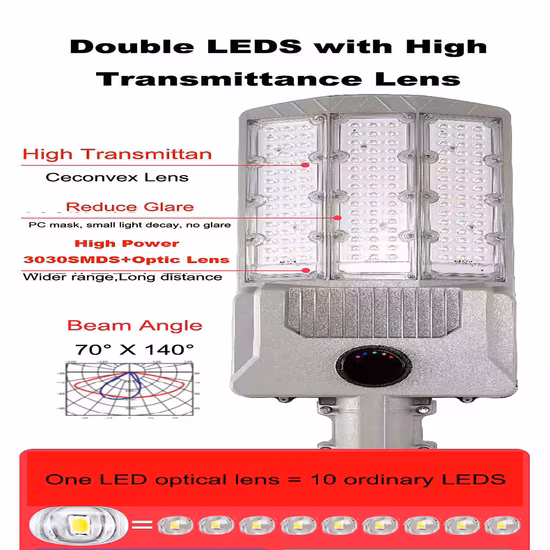 IP65 High Brightness Power Waterproof Outdoor Road Energy Saving LED Solar Panel Street Light with Pole
