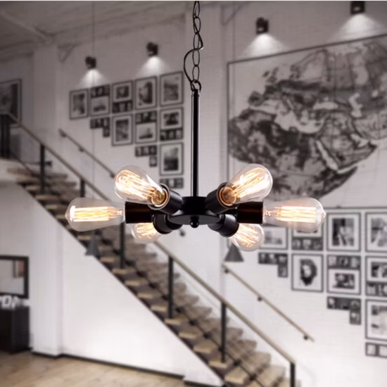 Ferris Wheel Chandelier Vintage Metal Edison Lighting American 6 Lights Sputnik Chandelier (WH